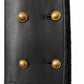 Black leather coat with shearling trim by Miu Miu, featuring a stylish collar and tailored fit, displayed on a hanger.