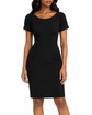 Black Miu Miu short-sleeve dress with a sleek, modern silhouette, displayed on a neutral background.