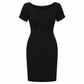 Black Miu Miu short-sleeve dress with a sleek, fitted silhouette and elegant design, perfect for stylish occasions.
