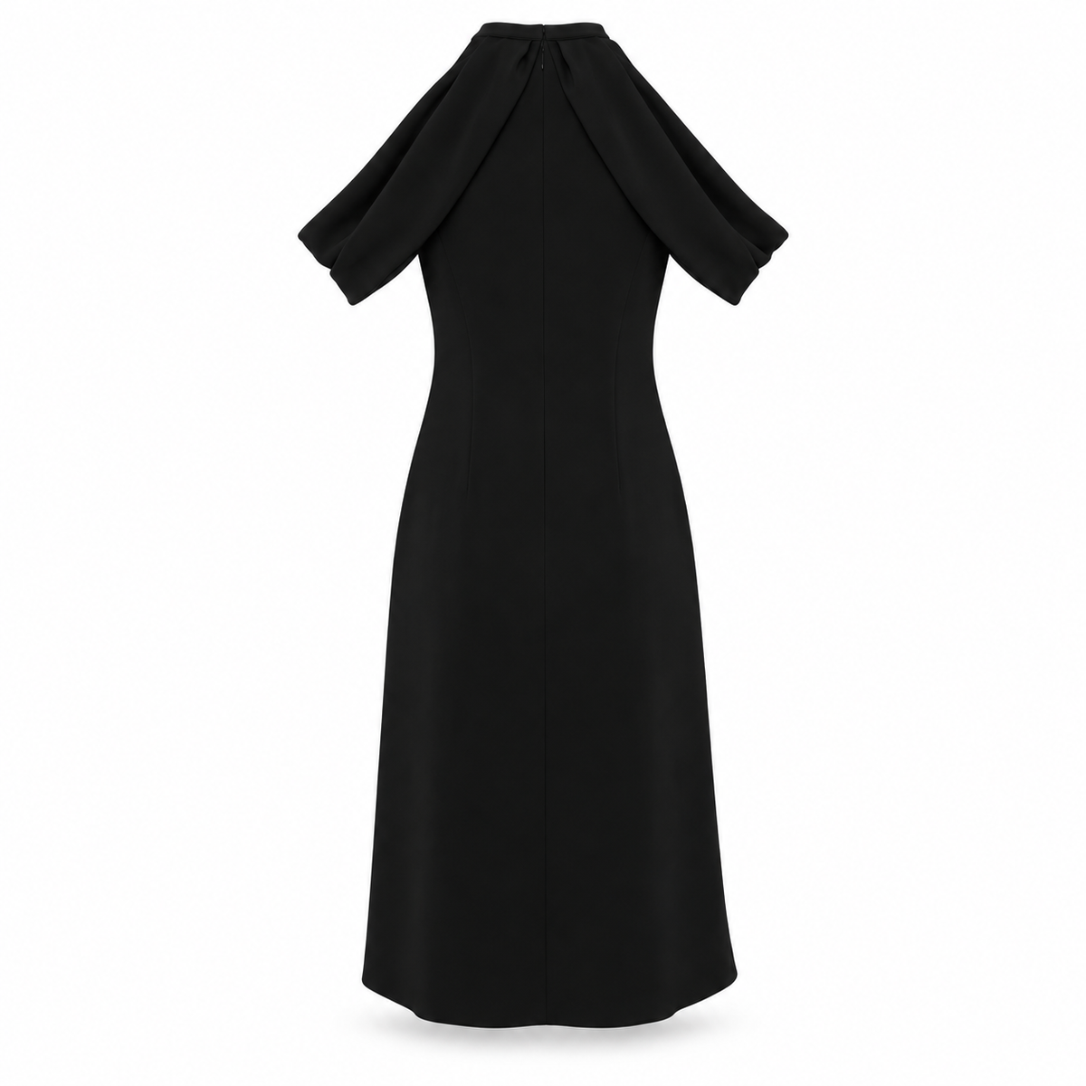 Black Thierry Mugler dress with orange accent detail, stylish and elegant, featuring a fitted silhouette and modern design.