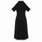 Black Thierry Mugler dress with orange accent detail, stylish and elegant, featuring a fitted silhouette and modern design.