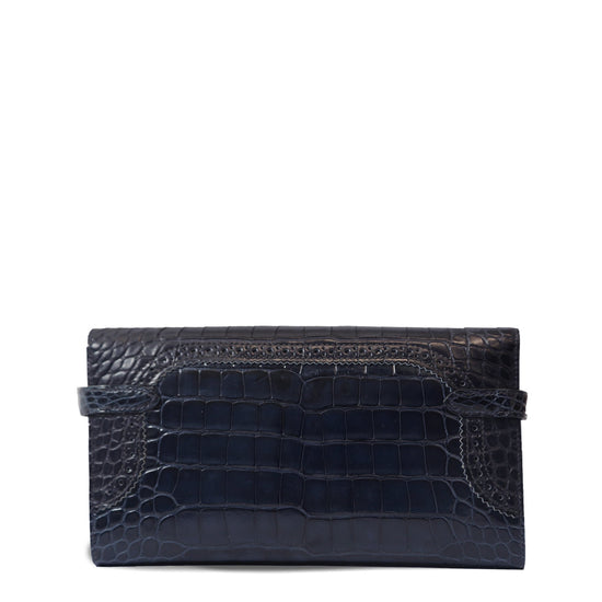 Hermès Limited Edition Ghillies Kelly Wallet GHW in Navy