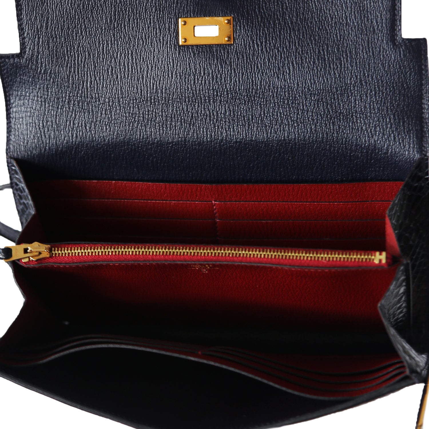 Hermès Limited Edition Ghillies Kelly Wallet GHW in Navy