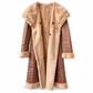 Fendi sheared mink fur reversible peach coat open to show luxurious fur lining and smooth outer fabric.