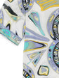 Pre-owned PUCCI blue dress displayed on a hanger, showcasing vibrant fabric and stylish design.