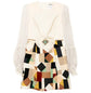 Chloé patchwork ruffled chiffon sleeve midi dress featuring a flowing design and elegant layered details.