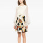 Chloé patchwork ruffled chiffon sleeve midi dress with layered design and flowing fabric, perfect for elegant occasions.