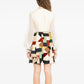 Chloé patchwork ruffled chiffon sleeve midi dress with flowing fabric and layered design, perfect for elegant occasions.
