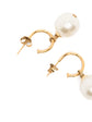 Pair of Chanel gold-tone hoop drop earrings featuring round cream faux pearls embellished with a small gold CC logo accent.