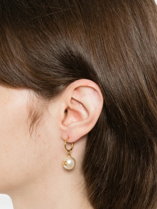 Chanel Pearl CC earrings featuring classic pearl and interlocking CC logo design, stylish jewelry accessory for women