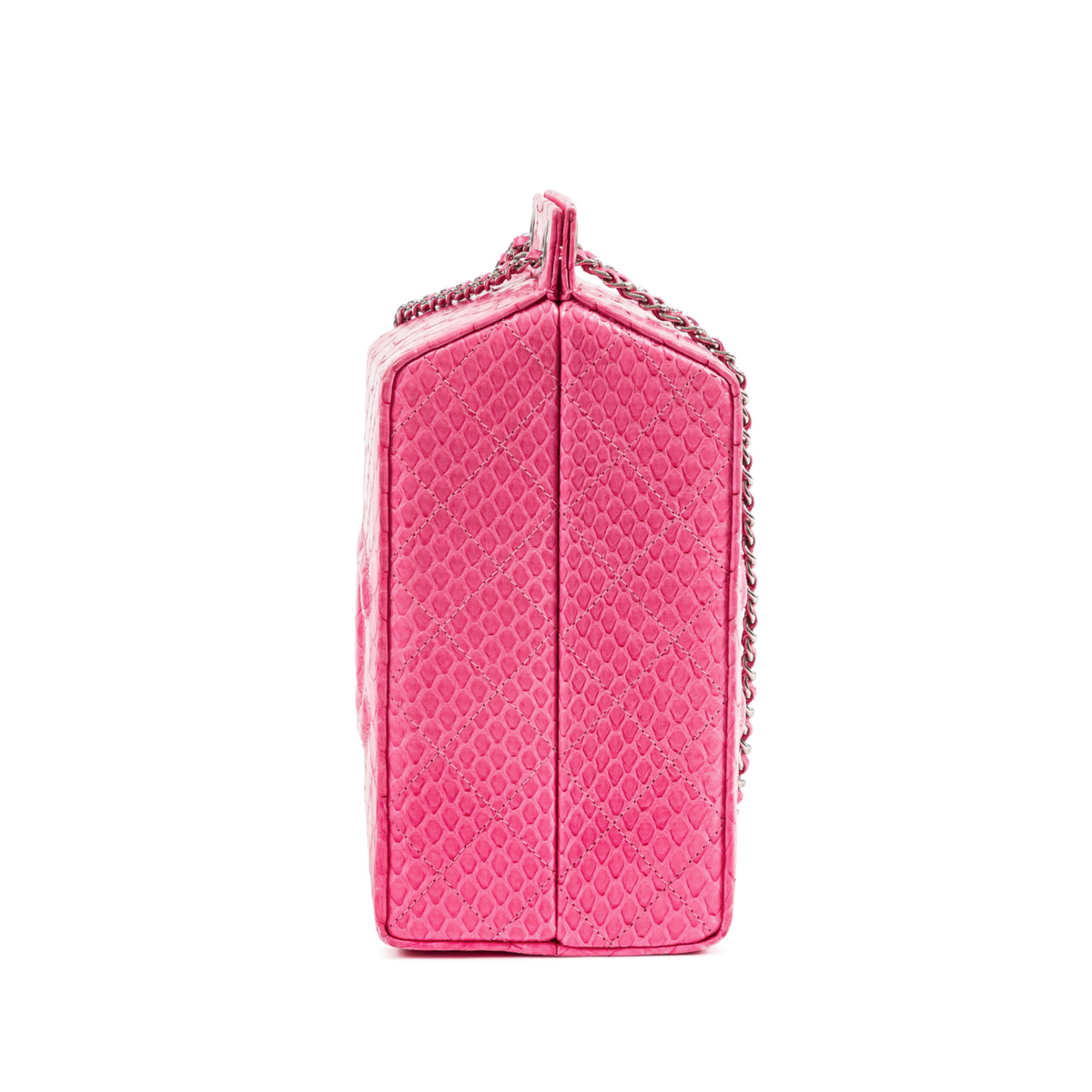 Pink Python Chanel clutch bag with Lait de Coco Milk Carton design, stylish and compact for elegant evening or daytime use.