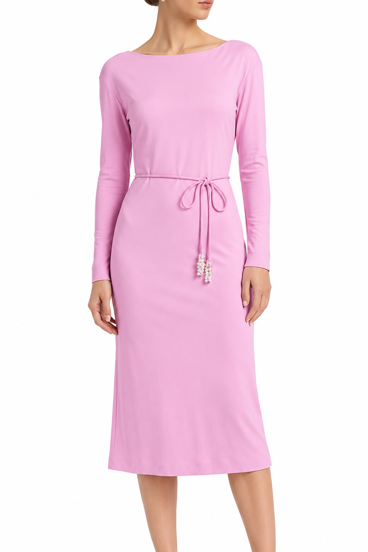 Pink Emilio Pucci long sleeve dress with a fitted silhouette and stylish design, perfect for elegant occasions.