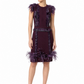 Purple Feather Wool Dress by Lanvin featuring feather trim and a sleek sheath silhouette.