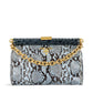 Periwinkle blue Prada shoulder bag with python and crocodile leather accents, stylish and luxurious for elegant carry.