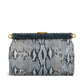 Periwinkle blue Prada shoulder bag crafted from python and crocodile leather, featuring a sleek, luxurious design.