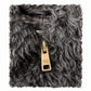 Black Prada cropped teddy jacket with zip closure, stylish blazer-inspired outerwear, soft textured fabric, and modern design.