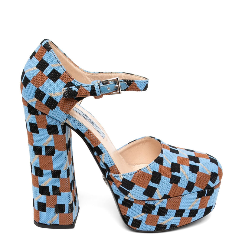 Jacquard Damier Platform Heels