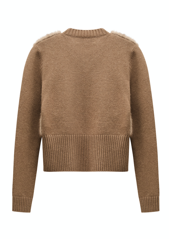 Beige Fur Cardigan