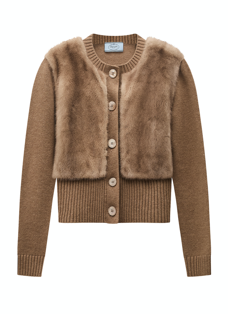 Beige Fur Cardigan