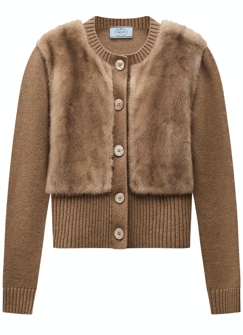 Beige Fur Cardigan