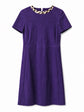 Purple Prada suede dress with leopard print collar, featuring a stylish and elegant design perfect for sophisticated occasions.