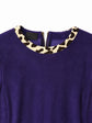Prada leopard print collar suede dress featuring a stylish design with a purple shift style and elegant detailing.