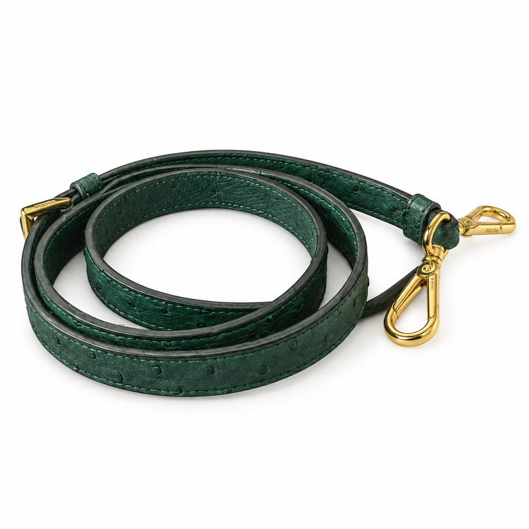 Prada emerald ostrich leather tote, front view