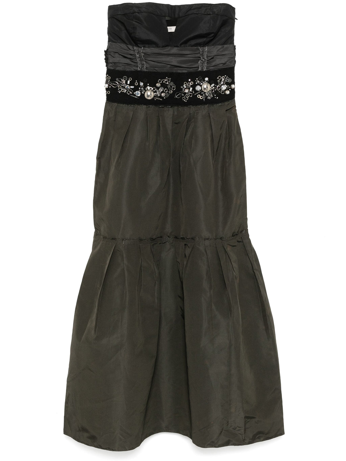 Prada 2006 bead-embellishment dress featuring intricate beadwork and elegant fabric, showcased on a model.