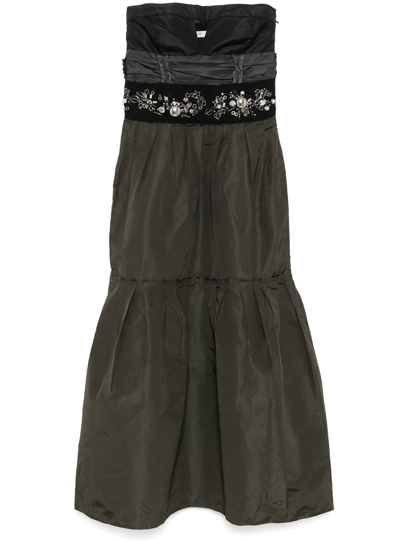Prada 2006 bead-embellished silk dress, front view on model
