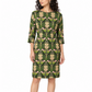 Prada 2003 floral sheath dress featuring green and pink Art Nouveau-inspired floral print, fitted silhouette, and elegant design.