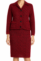 Red textured knit blazer and jacket set by Prada, three-piece knit outfit with stylish design and structured fit.