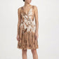Brown Prada 2004 paisley dress with flowing fabric and intricate paisley pattern, perfect for elegant spring occasions.