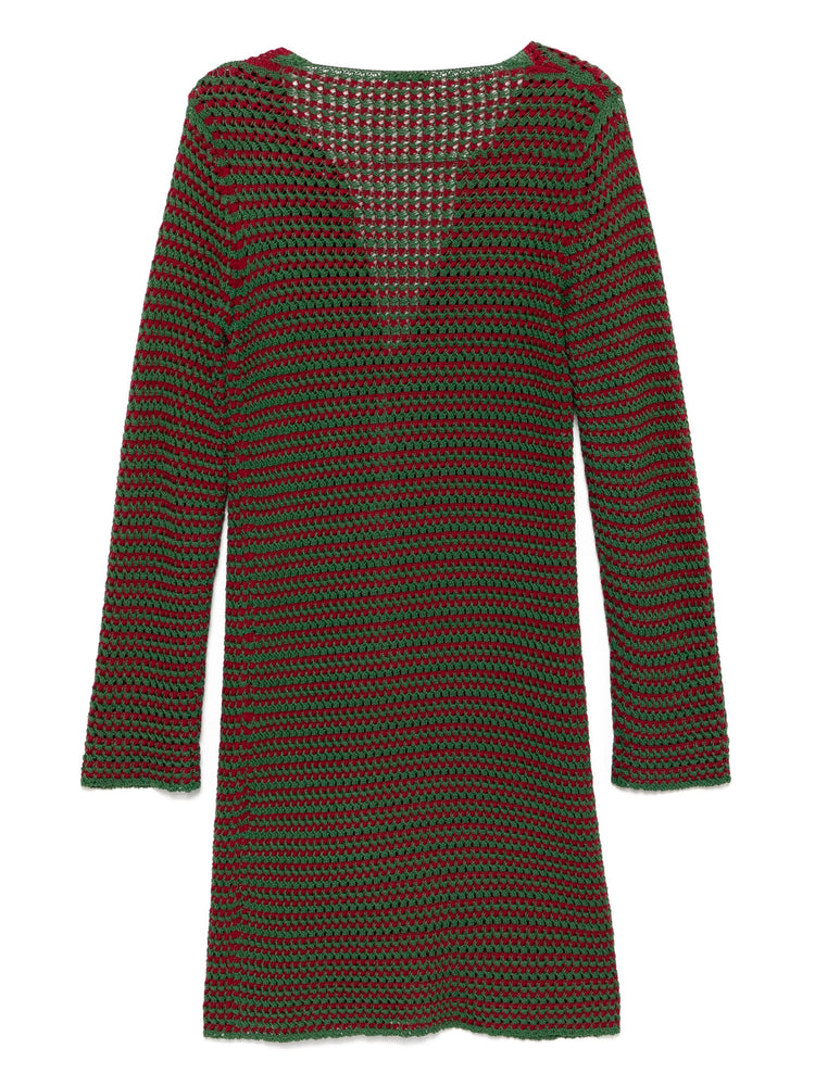 Green Prada Spring 2005 crochet embellished cardigan coat, featuring intricate crochet details and stylish design.
