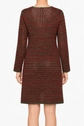 Prada Spring 2005 Look 13 green and red crochet cardigan coat with long sleeves, open-knit texture, front embellishment, longline silhouette and runway archive design.