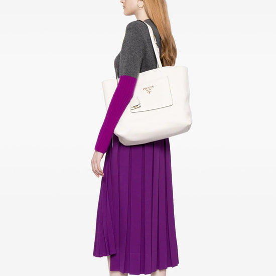 Prada Vitello tote, detail of front slip pocket