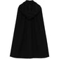 Prada wool cape with a detachable hood, stylish and cozy outerwear for cold weather, shown in a sleek, dark color.