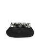 Prada black satin crystal clutch, front view