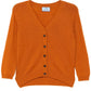 Prada burnt orange cashmere cardigan, soft and cozy tops with a classic knit texture, displayed on a neutral background.