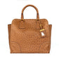 Prada camel double handle tote bag in ostrich leather, front view