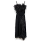 Elegant Prada feather slip dress with delicate feather detailing and lightweight fabric, perfect for stylish evening wear.