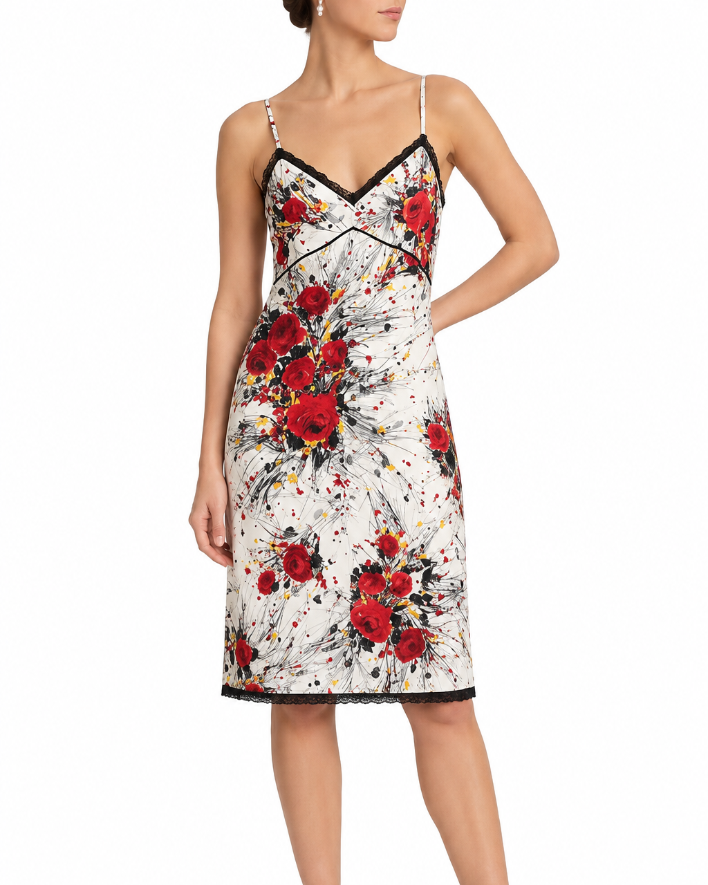 Prada floral print silk slip dress featuring a delicate floral pattern and elegant silhouette, perfect for stylish occasions.