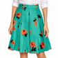 Prada floral turquoise pleated skirt with flowing fabric and intricate pattern, perfect for stylish summer outfits.