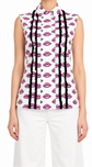 Prada kiss print sleeveless shirt with bold graphic design, featuring a relaxed fit and stylish sleeveless cut.
