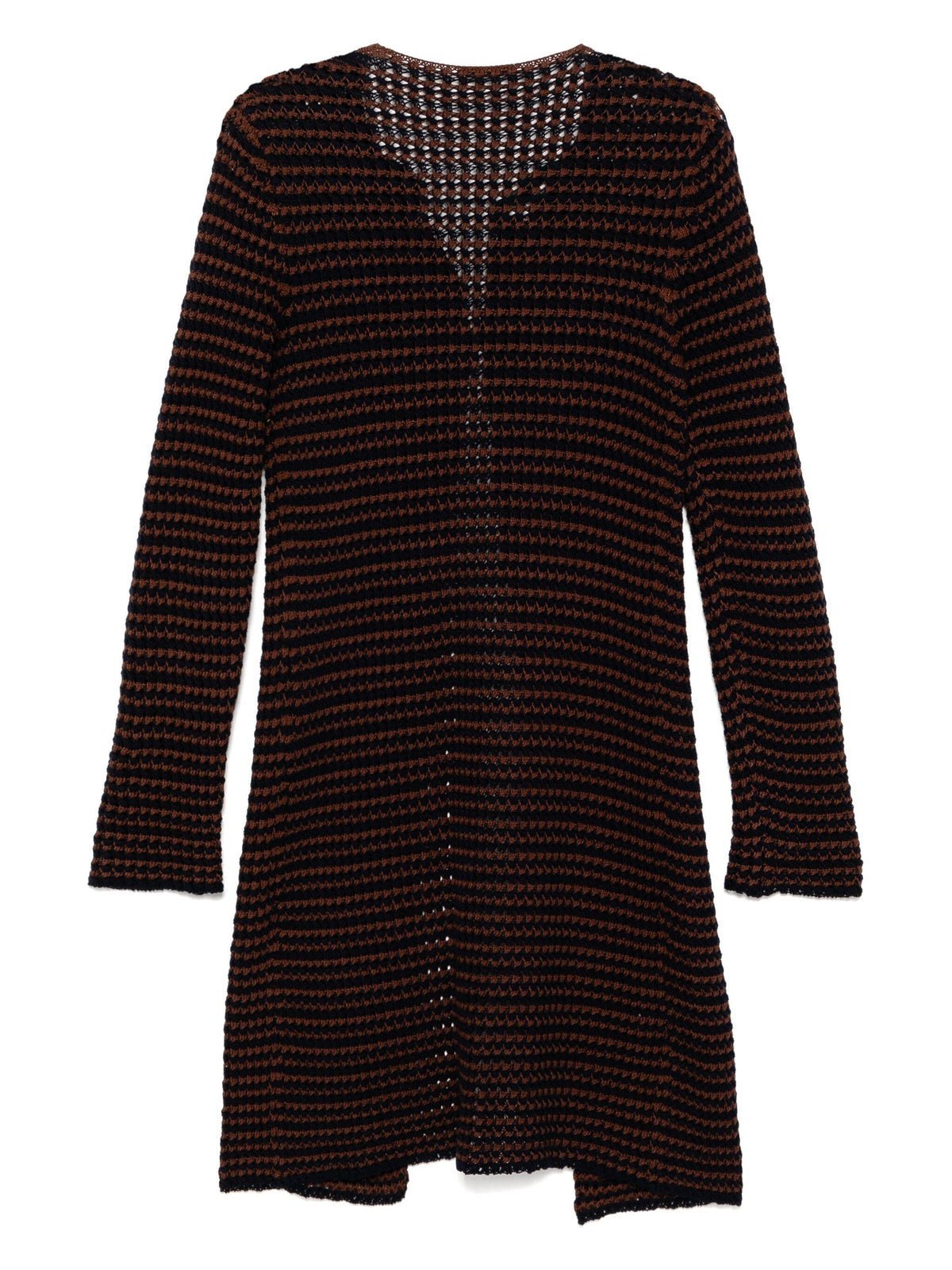 Navy Prada Spring 2005 crochet embellished cardigan coat with detailed knit pattern and stylish design.