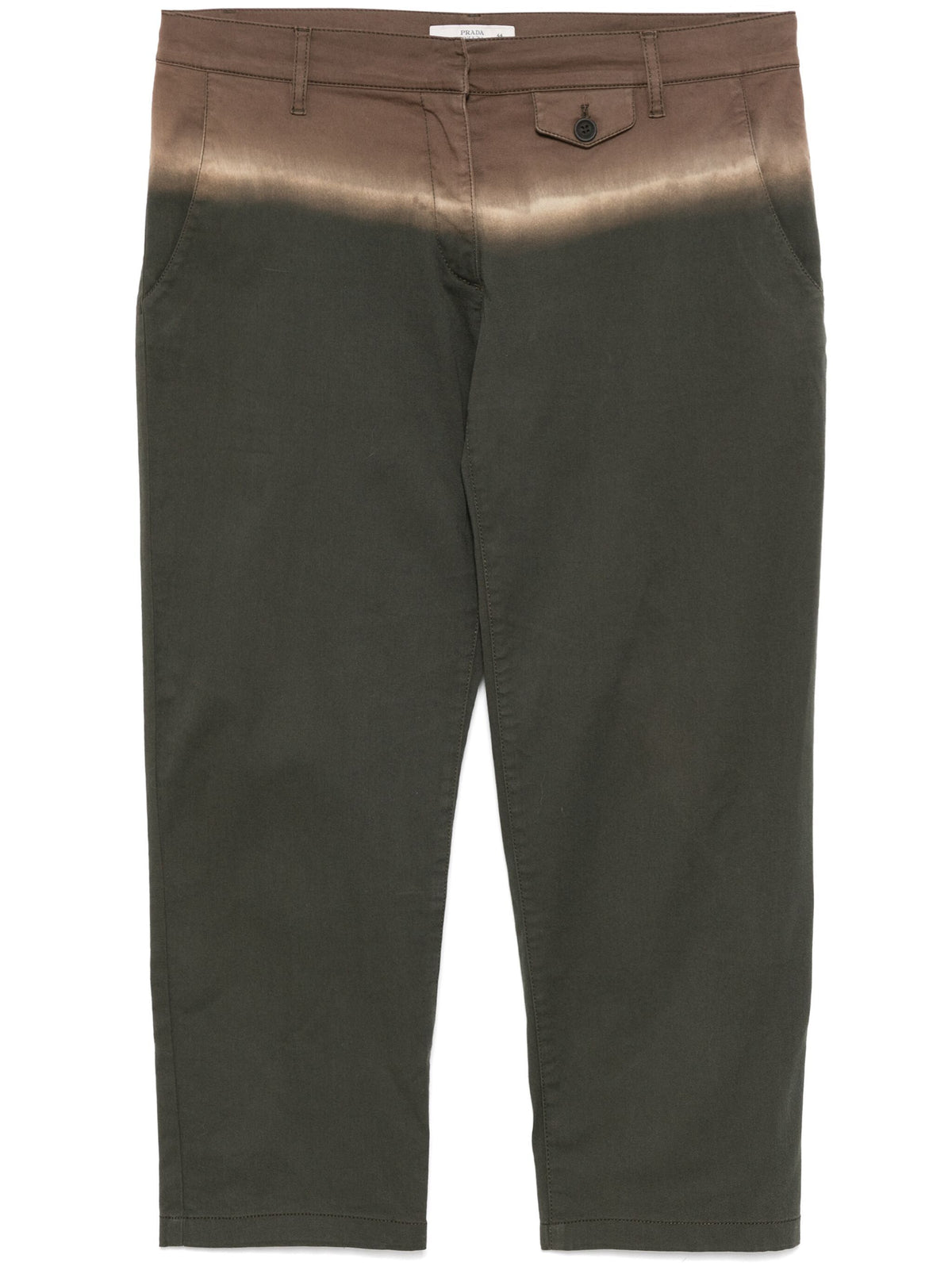 Prada ombré cropped trousers, front view showing belted waist