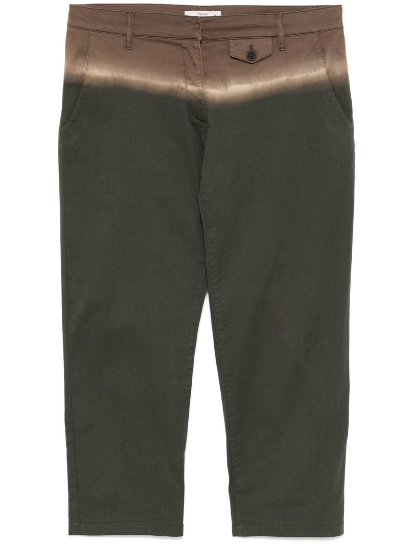 Prada ombré cropped trousers, front view showing belted waist