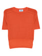 Prada orange knit top with long sleeves and ribbed texture, stylish and cozy for casual wear.