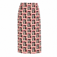 Prada pink cloqué jacquard floral pencil skirt with a high waist, midi length and all-over black, white and pink floral geometric print.
