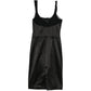 Elegant Prada structured bodice dress with fitted waist and sleek design, showcased in a sophisticated fashion image.