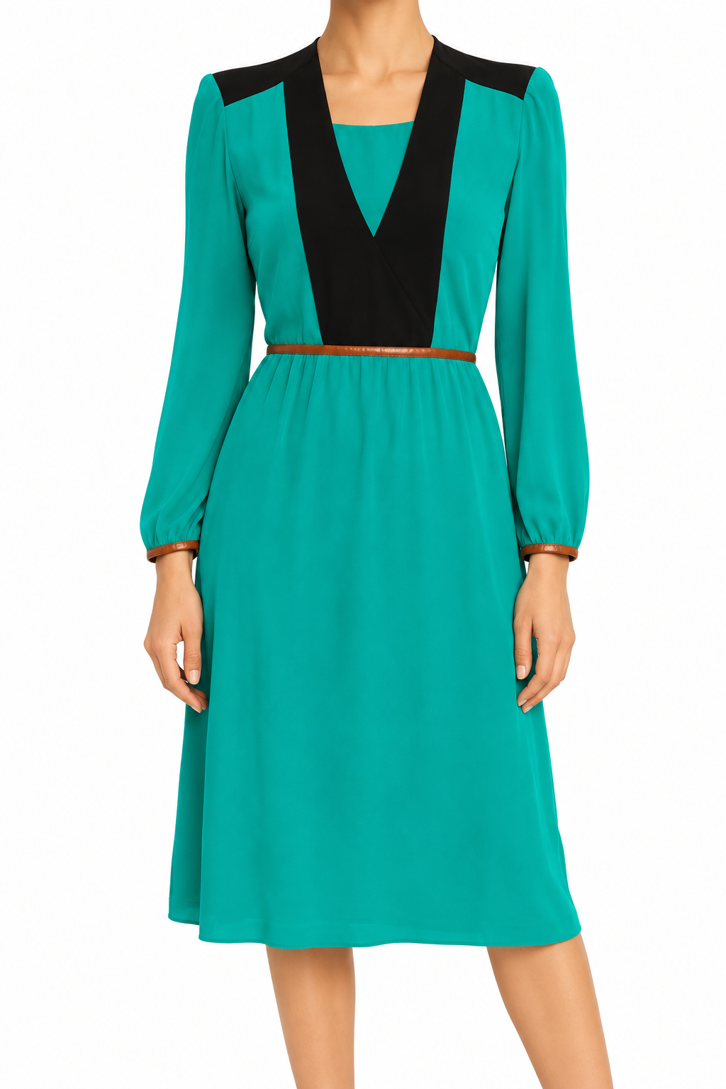 Prada teal dress, elegant sleeveless design with smooth fabric, stylish for formal or casual occasions.